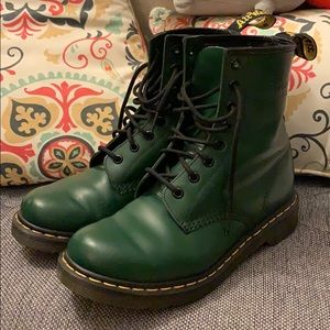 Green Dr. Martens boots